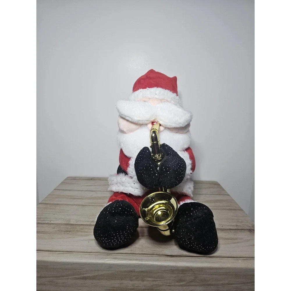Animated Saxophone Santa Claus Plush Musical Singing Dancing Christmas Light Up